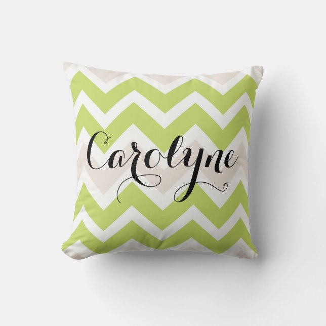 Coussin personnalisé Spring Green Chevron (Recto)