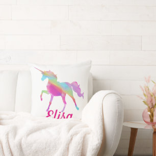 Coussin Personnalisé. Unicorne arc-en-ciel.