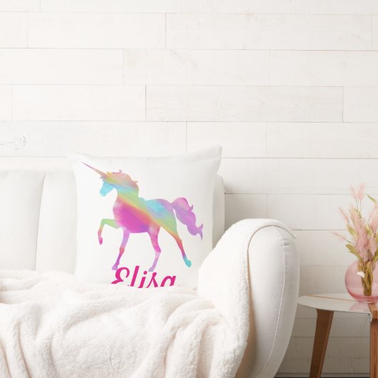 Coussin Personnalisé. Unicorne arc-en-ciel. (Canapé)