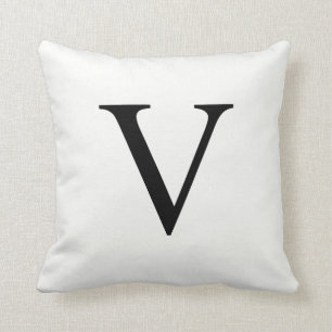 Coussin personnalisé   V initial de monogramme