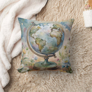 Coussin Personnalisé Vintage World Travel Art