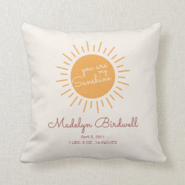 Coussin Personnalisé Vous êtes mon Sunshine Birth Stat