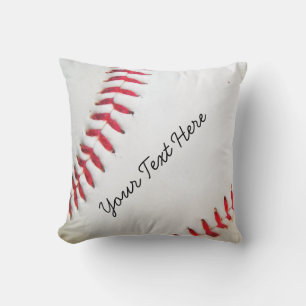 Coussin personnalisé White Baseball rouge couture