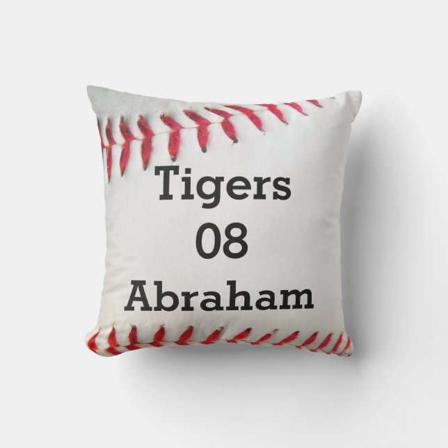Coussin personnalisé White Baseball rouge couture (Recto)