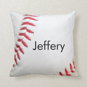 Coussin personnalisé White Baseball rouge couture