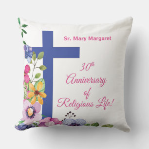 Coussin Personnaliser, 30e anniversaire Nun vie religieuse