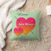 Coussin Personnaliser Ajouter Nom COEURS Lt Green Thlow Or (Couverture)
