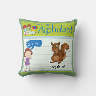 Coussin Personnaliser Alphabet Lettre S est pour écureuil