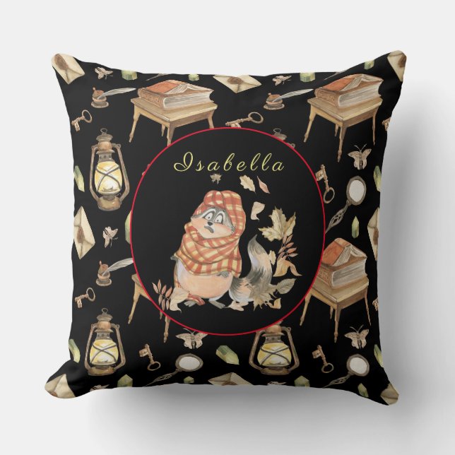 Coussin Personnaliser Automne Raccoon Texte, Couleur 20"X2 (Recto)