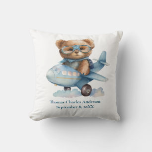 Coussin Personnaliser Baby Bear Airplane Nursery Decor
