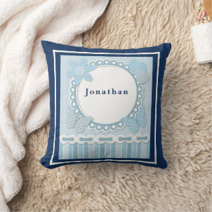 Coussin Personnaliser Baby Boy Blue Butterflies Coeur de f