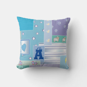 Coussin Personnaliser Blue Green Sheep Train Bubbles Strip