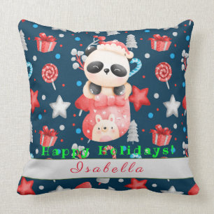 Coussin Personnaliser de vacances Panda Texte et nom 20"X2