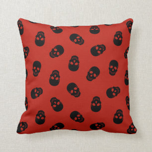 Coussin Personnaliser d'Halloween Coton crâne rouge 16"X16
