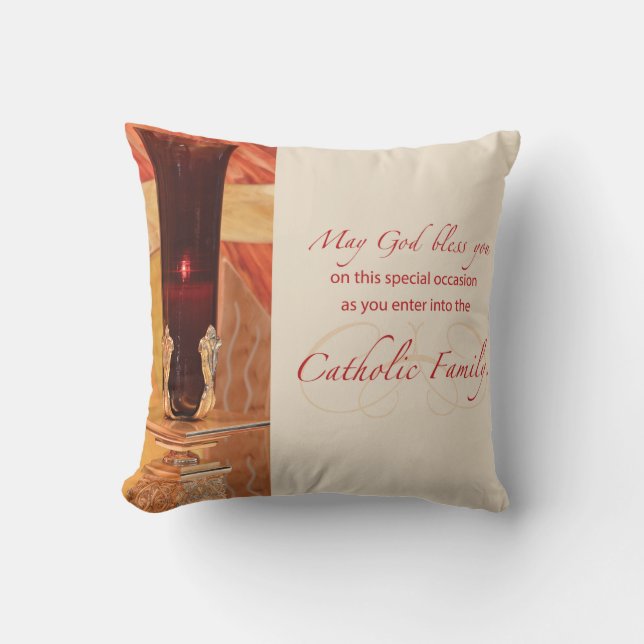 Coussin Personnaliser, Félicitations RCIA, catholique, rou (Recto)