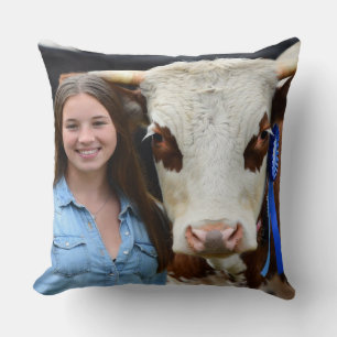 Coussin Personnaliser la photo de vache de spectacle de bé