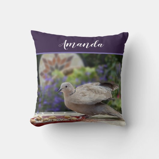 Coussin Personnaliser la verdure Fleurs violettes Oiseau D (Recto)