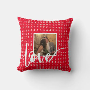 Coussin Personnaliser l'amour modèle photo baisers rouge b