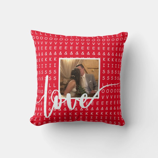Coussin Personnaliser l'amour modèle photo baisers rouge b (Recto)