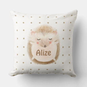 Coussin Personnaliser l'aquarelle mignon Hérisson enfants 