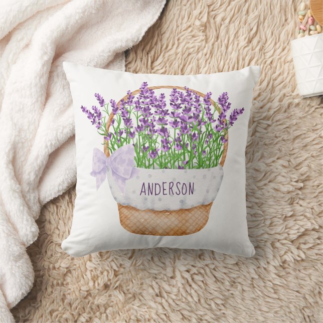 Coussin Personnaliser Lavande Florale Purple Panier vert (Couverture)