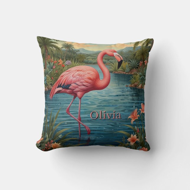 Coussin Personnaliser le flamant rose (Recto)