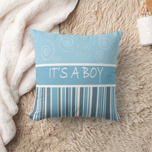 Coussin Personnaliser les nuances de Bleu Stripe C'est un (Couverture)