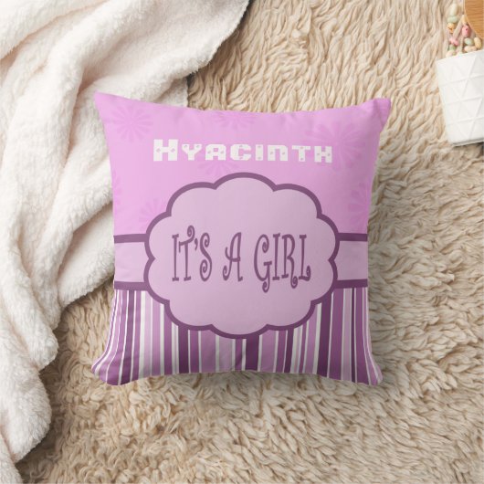 Coussin Personnaliser les nuances de rose Stripe It a Girl (Couverture)
