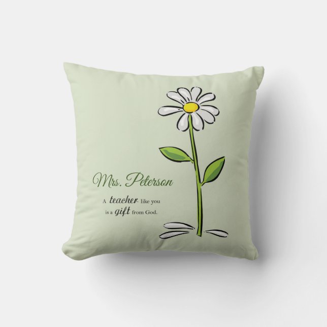 Coussin Personnaliser, Merci enseignant, Fleur religieuse (Recto)