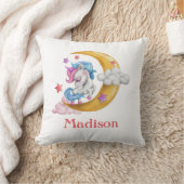 Coussin Personnaliser mignon fille Unicorn Lune nuages ros (Couverture)