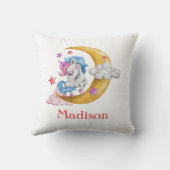 Coussin Personnaliser mignon fille Unicorn Lune nuages ros (Verso)