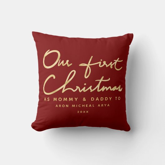 Coussin Personnaliser notre premier Noël en tant que maman (Recto)