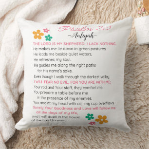 Coussin Personnaliser Psaume 23-NIV Bible Scripture Fleurs