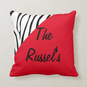 Coussin Personnaliser rouge d'impression de zèbre