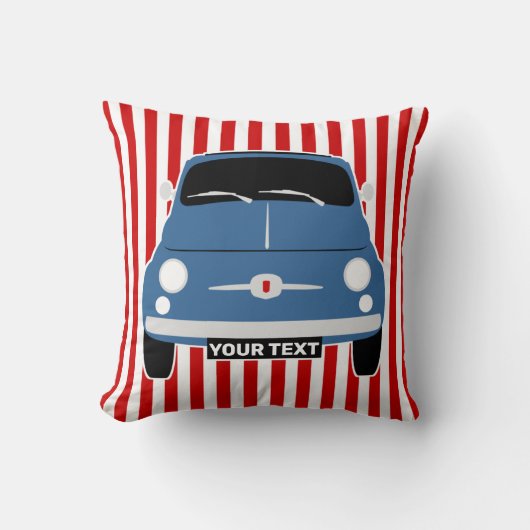 Coussin Personnaliser Vintage classique bleu Fiat 500 (Recto)