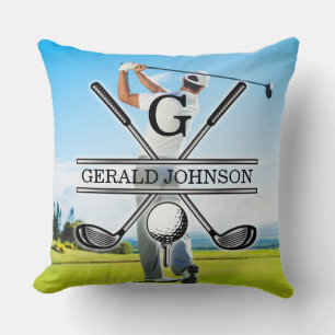 Coussin Personnalisez votre image Golf Monogramme Design
