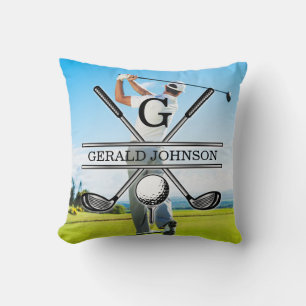 Coussin Personnalisez votre image Golf Monogramme Design