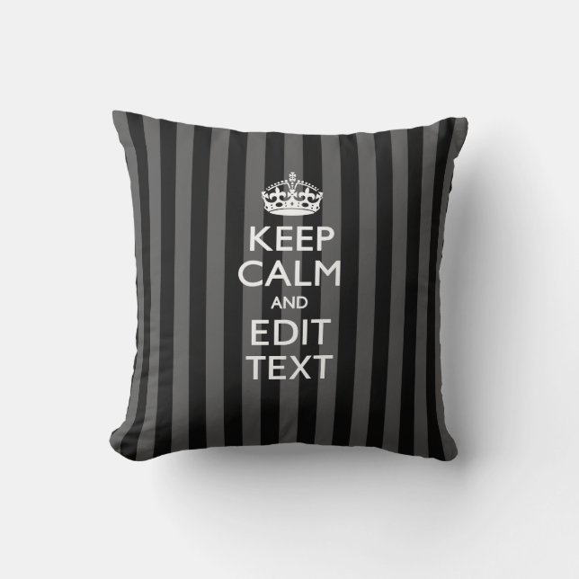 Coussin Personnalized KEEP CALM Your Text on Black Stripes (Recto)