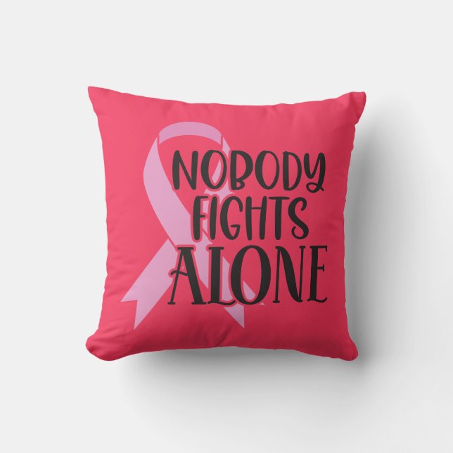 Coussin Personne ne combat seul le ruban du cancer (Recto)