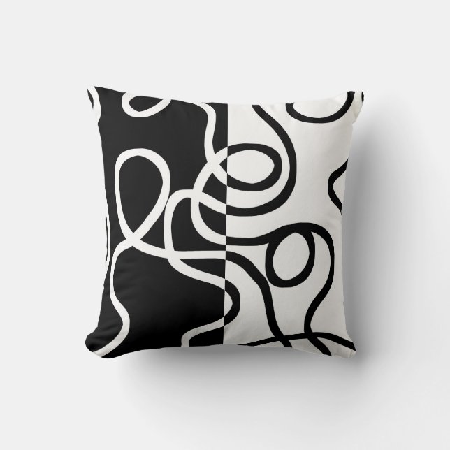 Coussin Persuasion linéaire I : Abstrait noir et blanc (Recto)