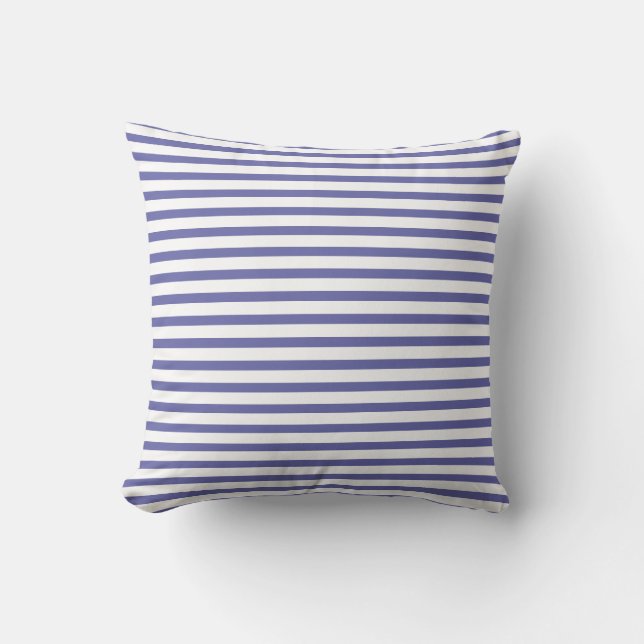 Coussin Pervenche Bleu Blanc Moderne Chic Rayures (Recto)