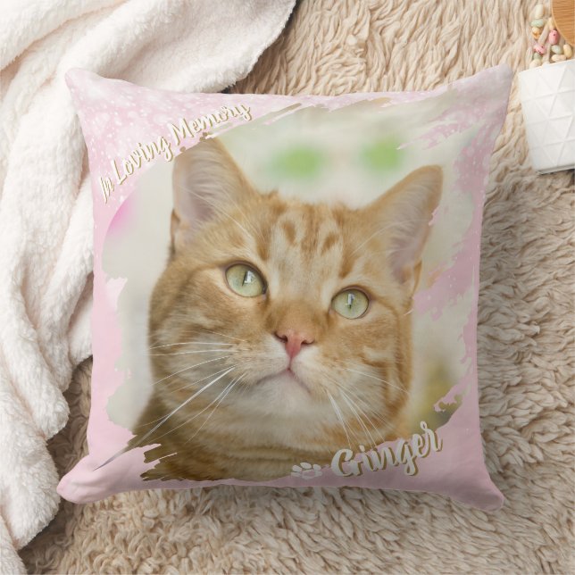 Coussin Pet Brush Stroke Custom Photo Memorial Keepsake (Couverture)