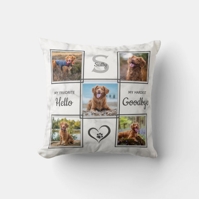 Coussin Pet Dog Memorial Favori Hello Photo Collage (Recto)