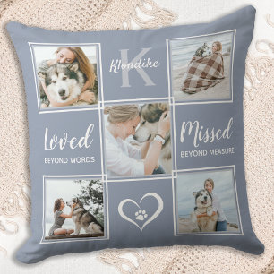 Coussin Pet Dog Memorial Keepsaké Gris Photo Collage