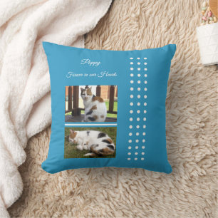 Coussin Pet memorial chat bleu et blanc ajouter des photos