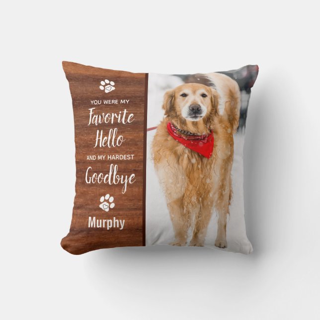 Coussin Pet Memorial Rustic Bois Animaux de compagnie Perd (Recto)