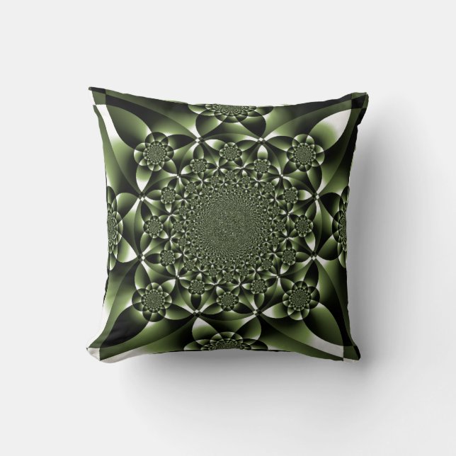 Coussin Pétales de feuilles de forêt verte blanche (Recto)