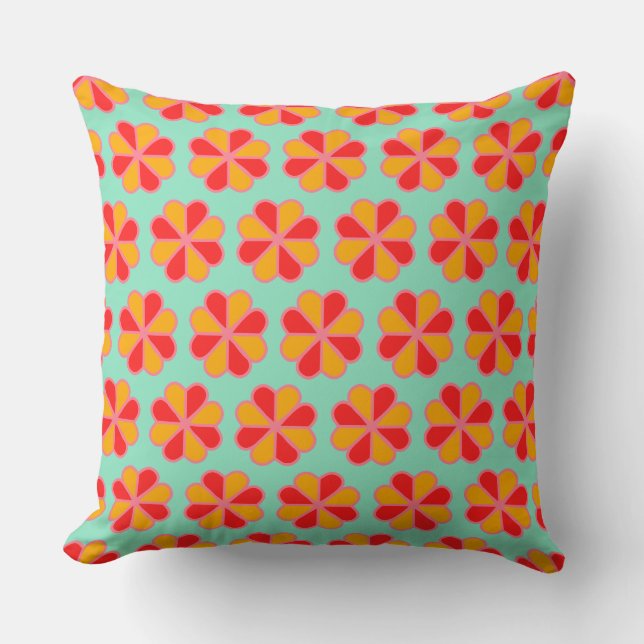 Coussin Pétales de fleurs rouges et orange (Recto)