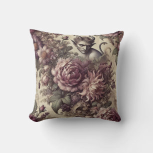 Coussin Pétales de prune piquante - Design floral gothique