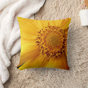 Coussin Pétales Fleurs Jaunes De Faisée Et Centre Étouffé